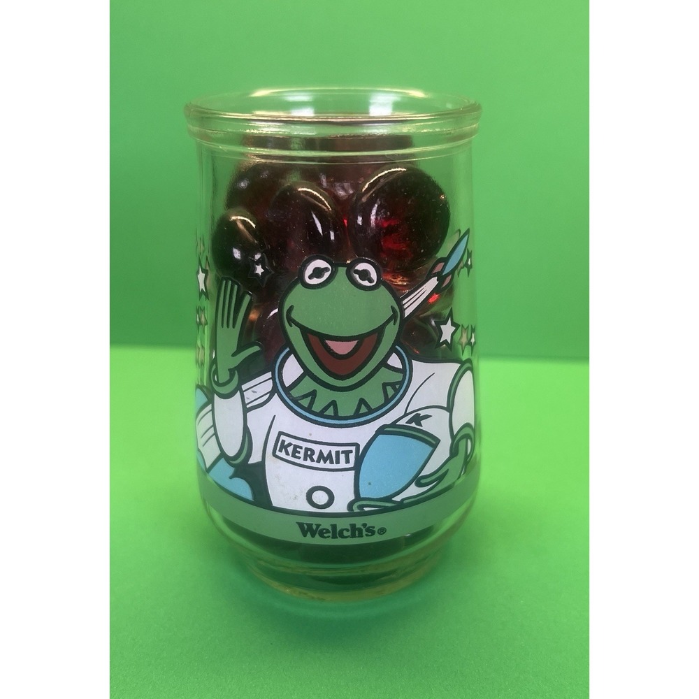 Vintage Muppets In Space Kermit the Frog In Command Welch's Jelly Jar Glass 1998